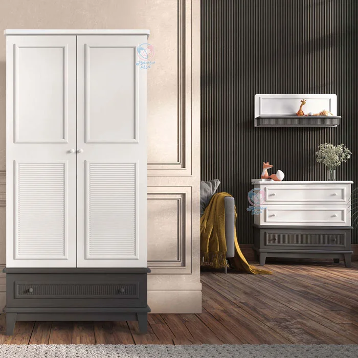 کمد نوزاد راشل با رنگ‌های خنثی و طرح کلاسیک