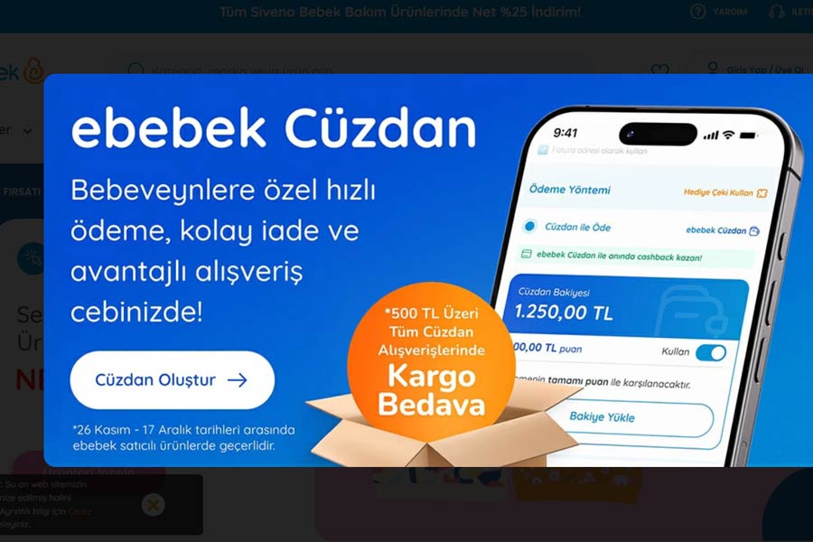 در e-bebek بهآسانی، آنلاین خرید کنید.