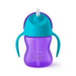 لیوان آموزشی دسته دار و نی دار فیلیپس اونت philips avent بنفش
