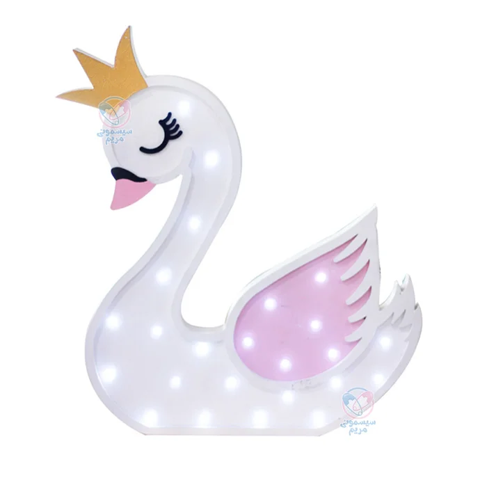 چراغ خواب فانتزی قو، یک چراغخواب کوچک رومیزی با طرحی فانتزی به شکل پرنده زیبای قو