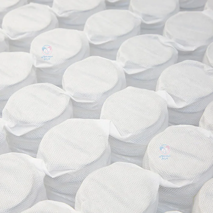 مجهز به فنر متصل بونل جهت توزیع یکنواخت وزن بدن در سطح تشک