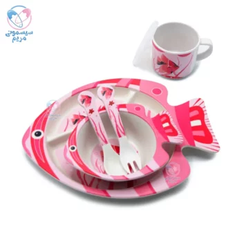 ظرف غذا بامبو طرح ماهی صورتی