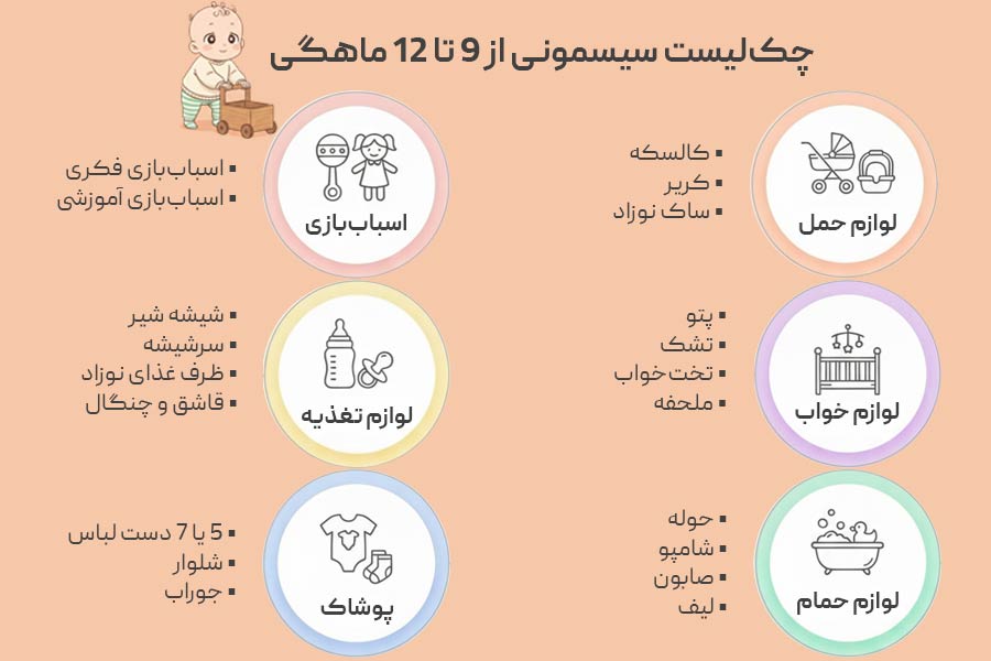چک لیست سیسمونی از 9 تا 12 ماهگی