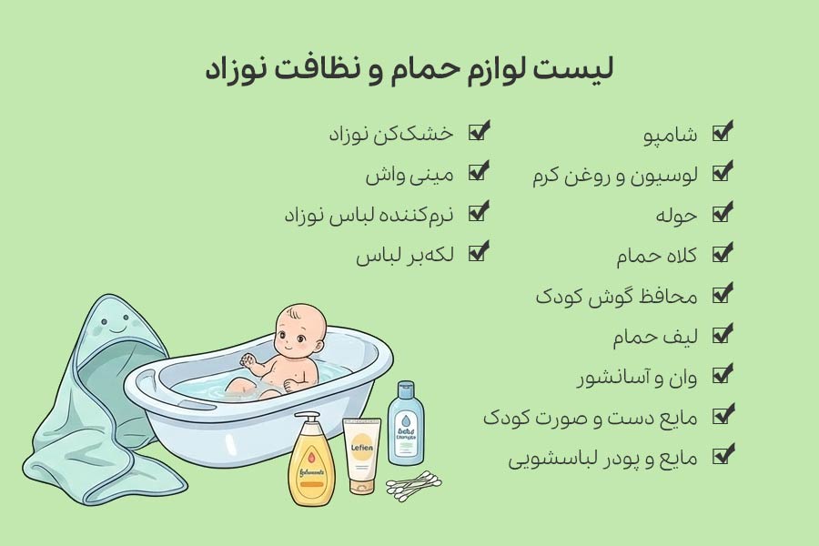 لیست لوازم حمام و نظافت نوزاد