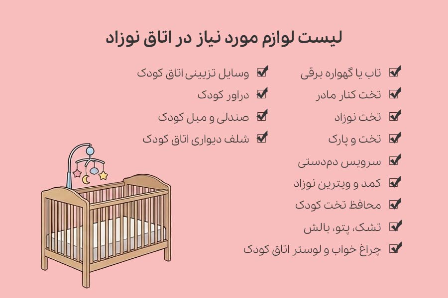 لیست لوازم مورد نیاز در اتاق کودک