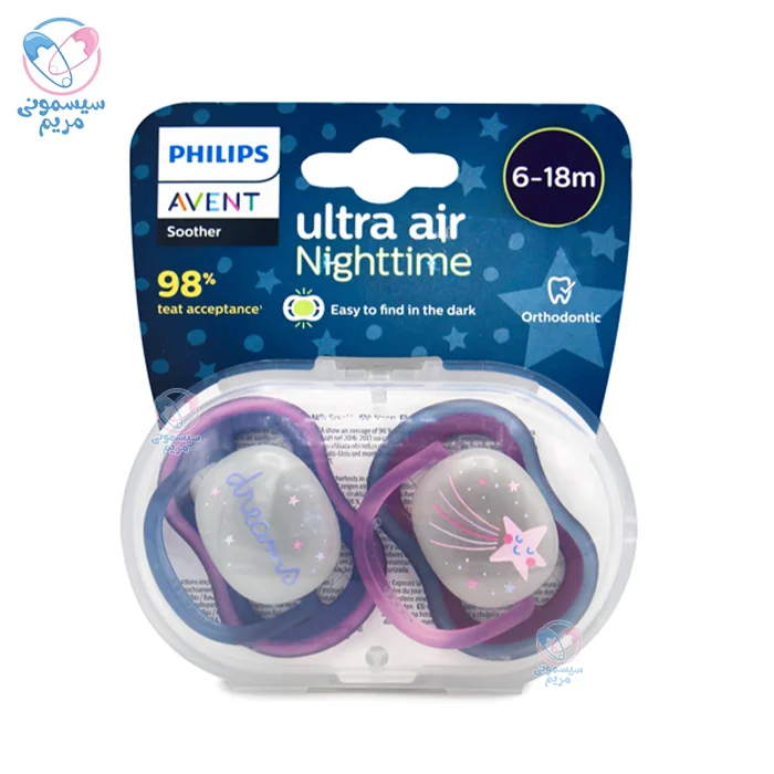 پستانک الترا ایر 6 تا 18 ماه شب تاب اونت Avent آنجل و ستاره دنباله دار