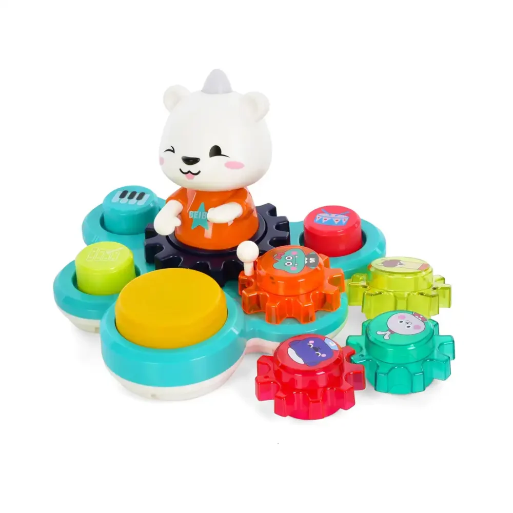 خرس چرخ دنده موزیکال هولی تویز Huile Toys 8993