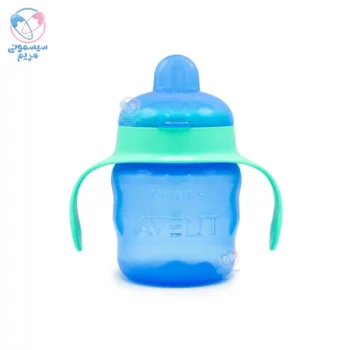 لیوان سر سیلیکونی دسته دار +6 اونت Avent آبی