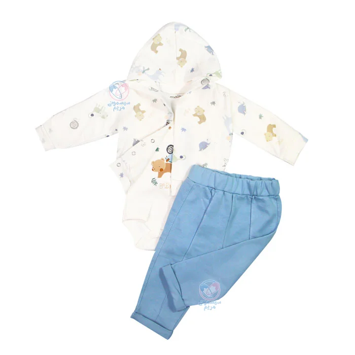 سه تیکه مای بلا Mai Bella زرافه و خرس 3444 سفید آبی