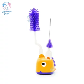 شیشه شور سیلیکونی 4 تیکه با آبچکان دایناسور بنفش