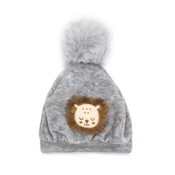کلاه مخمل پوم دار شیر Adash پاپو Papo 250434 طوسی