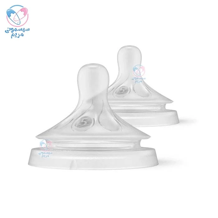سر شیشه اونت دو عددی نچرال پنج قطره ضد چکه اونت Avent طراحی مشابه سینه مادر
