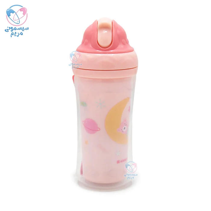 لیوان دسته دار و نی دار 220 میل Moony Me کیکابو Kikkaboo صورتی