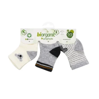 جوراب سه عددی بی ارگانیک Bi Organic 68449 طوسی