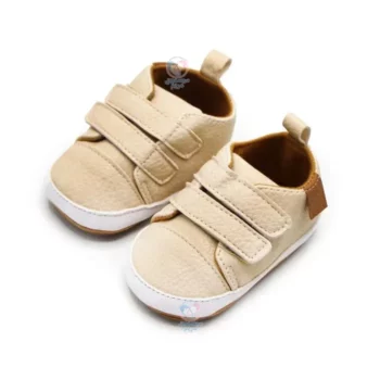 پاپوش اسپرت کفی دار کرم دو چسب چرمی