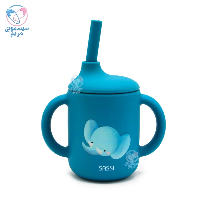 لیوان نی‌دار سیلیکونی ساسی Sassi طرح‌دار و رنگی