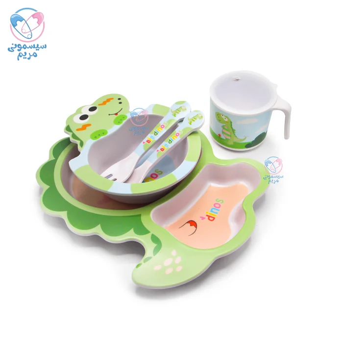 ظرف غذا بامبو دایناسور شامل ۵ تکه کاربردی