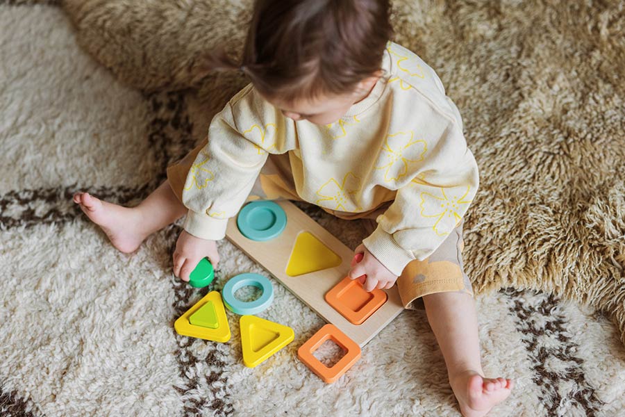 از شش ماهگی به بعد، نوزادان میتوانند بازی با پازلهای آسان را شروع کنند.