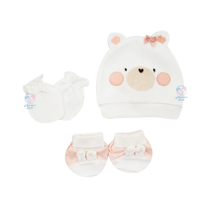 ست کلاه و دستکش و پاپوش خرس لپ گلی پاپو 163078 Papo ضد حساسیت و ایمن