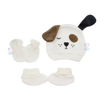 ست کلاه و دستکش و پاپوش سگ پاپو 163072 Papo شیری