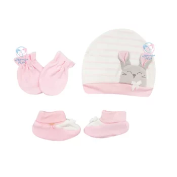 ست کلاه و دستکش و پاپوش موش پاپو 163057 Papo صورتی