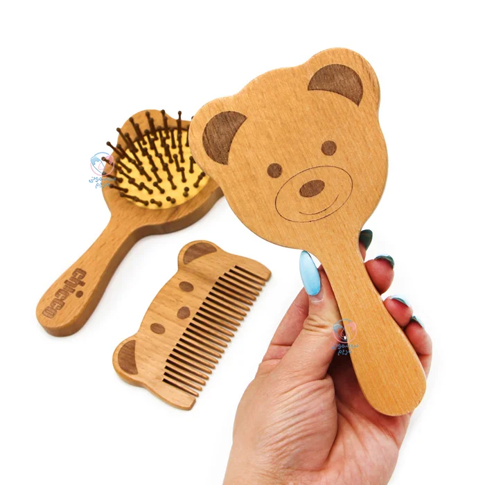 شانه و پرس چوبی الیاف طبیعی چیکو خرس Chicco طراحی ارگونومیک