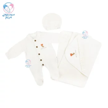 سه تیکه سرهمی و پتو و کلاه سونور بیبی Sevnur Baby 536568 سفید