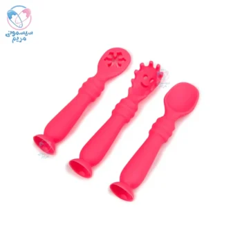 قاشق سه عددی با قاب پری اسپون Pre Spoon صورتی