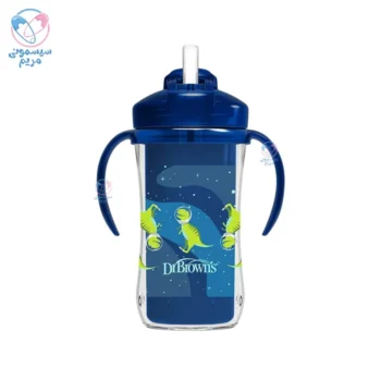 لیوان نی دار دسته دار 300ml دکتر براون Dr Browns آبی