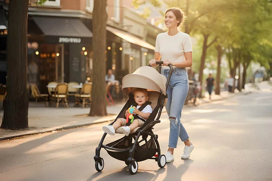 کالسکه با نشیمن عمودی برای نوزادانی مناسب است که کنترل کامل سر و گردن را دارند.