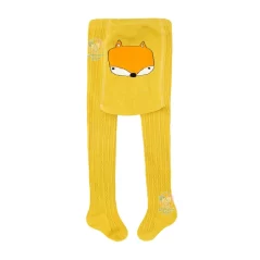 جوراب شلواری پشت طرح دار سایز Small خردلی