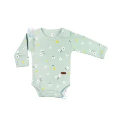 لباس نوزادی آشور Ashoor طرح گل زیر دکمه آستین بلند