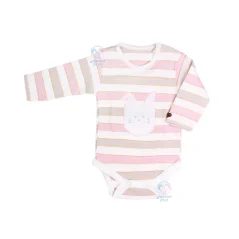 لباس نوزادی راه راه آشور Ashoor طرح خرگوش شورت زیر دکمه آستین بلند