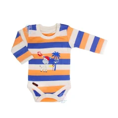 لباس نوزادی راه راه آشور Ashoor طرح زرافه زیر دکمه آستین بلند