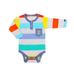 لباس نوزادی راه راه رنگی آشور Ashoor زیر دکمه آستین بلند