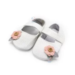 پاپوش گل ریز و دکمه مستر شوز Mrshoes سفید