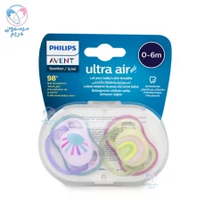 پستانک الترا ایر 0 تا 6 ماه اونت Avent رنگین کمان و سانی بنفش