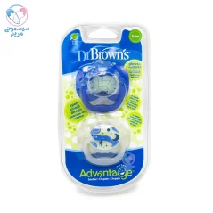 پستانک شب تاب دو عددی 0 تا 6 ماه دکتربراون Dr Browns طوسی آبی